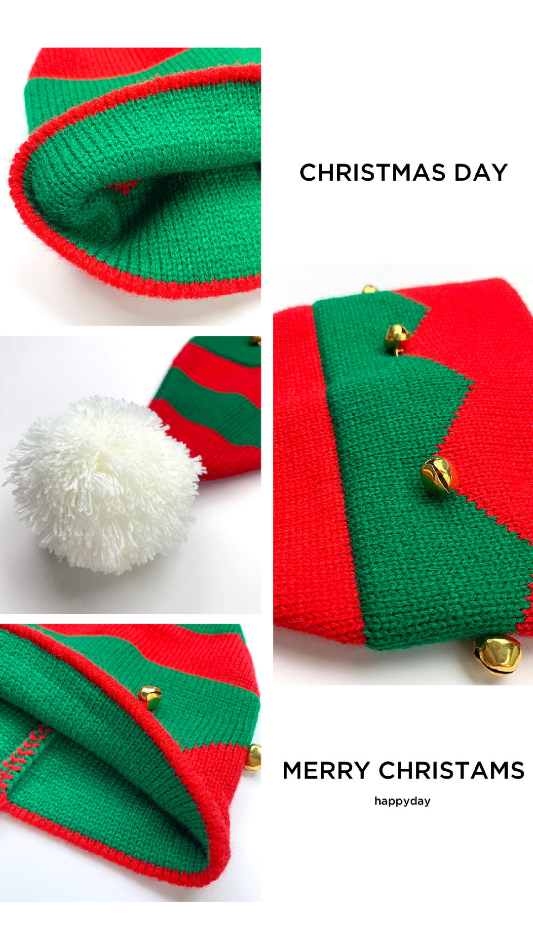 Children's Hat Autumn and Winter New Christmas Hat Striped Bell Knitted Woolen Cap Cross-Border Halloween Gift Christmas Hat Children's Hat Autumn and Winter New Christmas Hat Striped Bell Knitted Woolen Cap Cross-Border Halloween Gift Christmas Hat