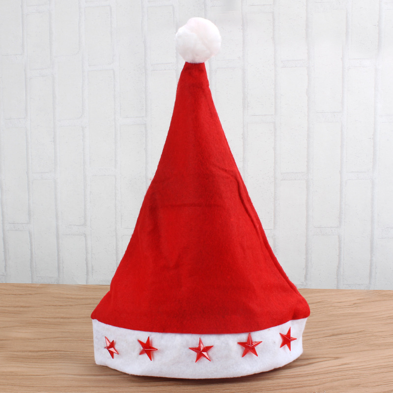 Christmas Hat with Light Christmas Christmas Hat Luminous Cap Lamp Cap Flashing Hat Five-Pointed Star Will Shine