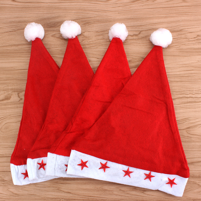 Christmas Hat with Light Christmas Christmas Hat Luminous Cap Lamp Cap Flashing Hat Five-Pointed Star Will Shine