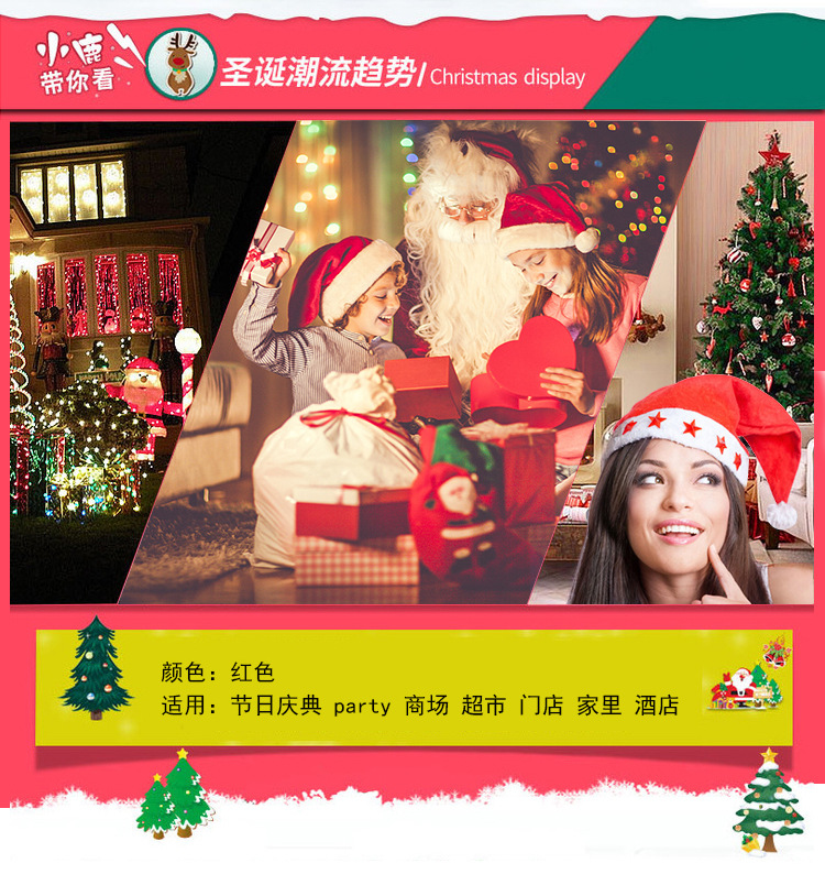 Christmas Hat with Light Christmas Christmas Hat Luminous Cap Lamp Cap Flashing Hat Five-Pointed Star Will Shine