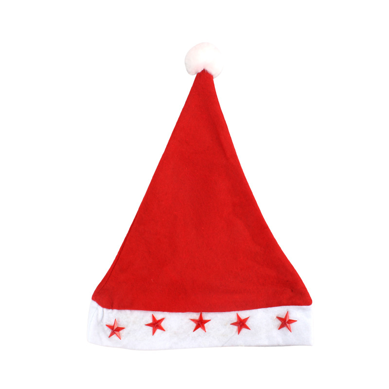 Christmas Hat with Light Christmas Christmas Hat Luminous Cap Lamp Cap Flashing Hat Five-Pointed Star Will Shine