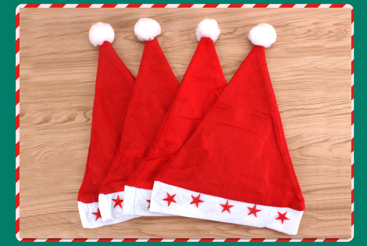 Christmas Hat with Light Christmas Christmas Hat Luminous Cap Lamp Cap Flashing Hat Five-Pointed Star Will Shine