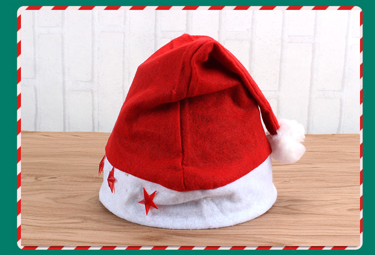 Christmas Hat with Light Christmas Christmas Hat Luminous Cap Lamp Cap Flashing Hat Five-Pointed Star Will Shine