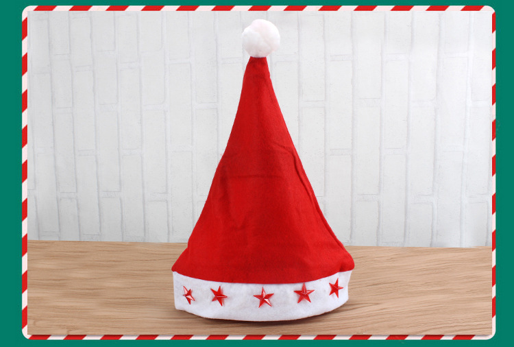 Christmas Hat with Light Christmas Christmas Hat Luminous Cap Lamp Cap Flashing Hat Five-Pointed Star Will Shine