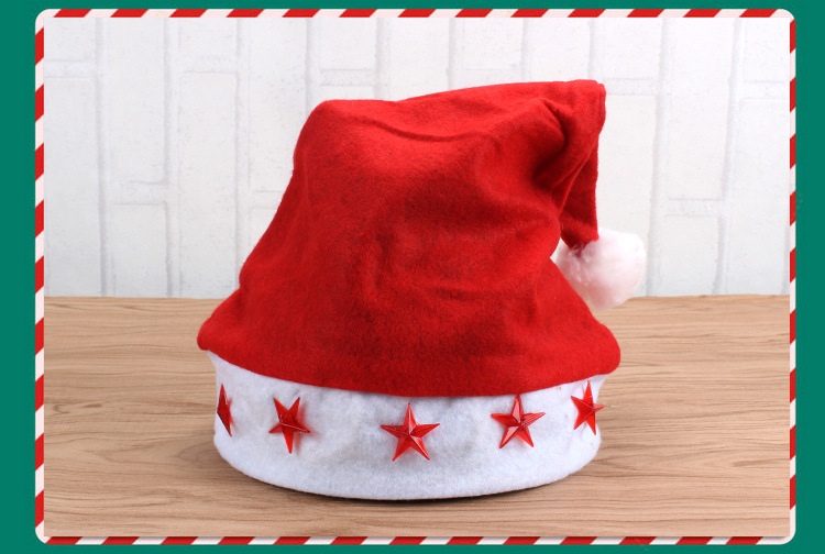 Christmas Hat with Light Christmas Christmas Hat Luminous Cap Lamp Cap Flashing Hat Five-Pointed Star Will Shine