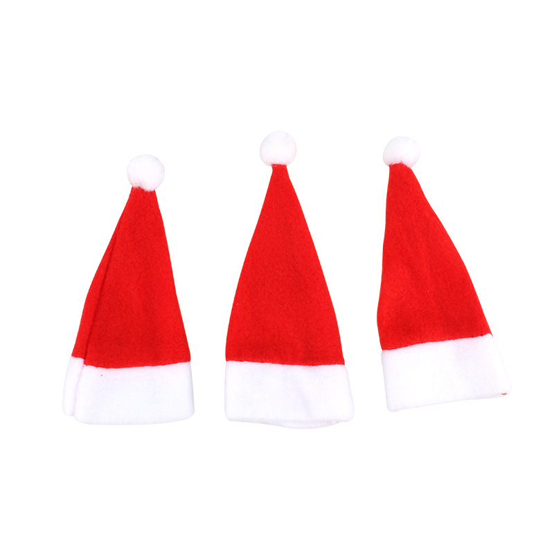 Christmas Small Hat Non-Woven Cap Christmas Hat Knife and Fork Set Christmas Wine Bottle Decoration Christmas Supplies