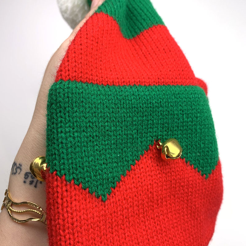 Children's Hat Autumn and Winter New Christmas Hat Striped Bell Knitted Woolen Cap Cross-Border Halloween Gift Christmas Hat Children's Hat Autumn and Winter New Christmas Hat Striped Bell Knitted Woolen Cap Cross-Border Halloween Gift Christmas Hat