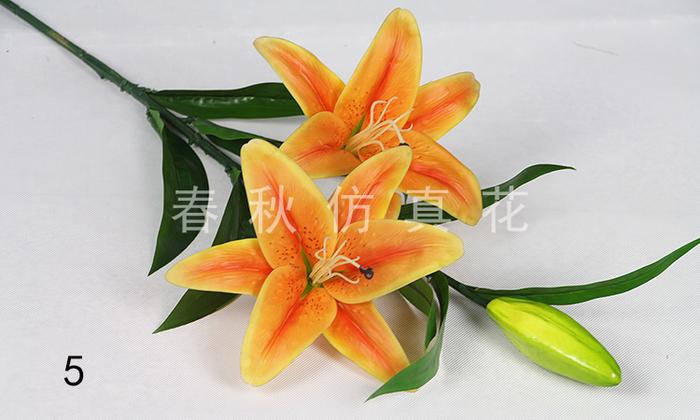 Simulation of three rubber Lily Lily home decor artificial flower corsage Simulation of three rubber Lily Lily home decor artificial flower corsage