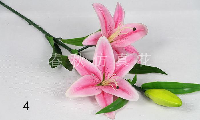 Simulation of three rubber Lily Lily home decor artificial flower corsage Simulation of three rubber Lily Lily home decor artificial flower corsage