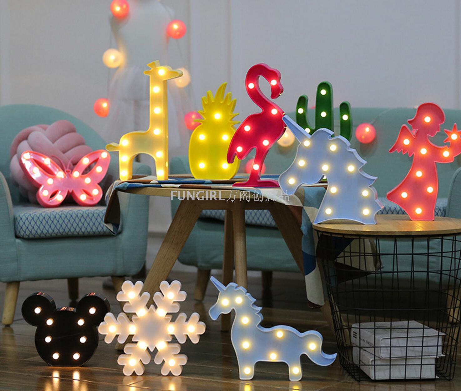 Led decorative lights flamingos pineapple fairy lights children's nightlights unicorn Christmas tree shaped lights Led decorative lights flamingos pineapple fairy lights children's nightlights unicorn Christmas tree shaped lights