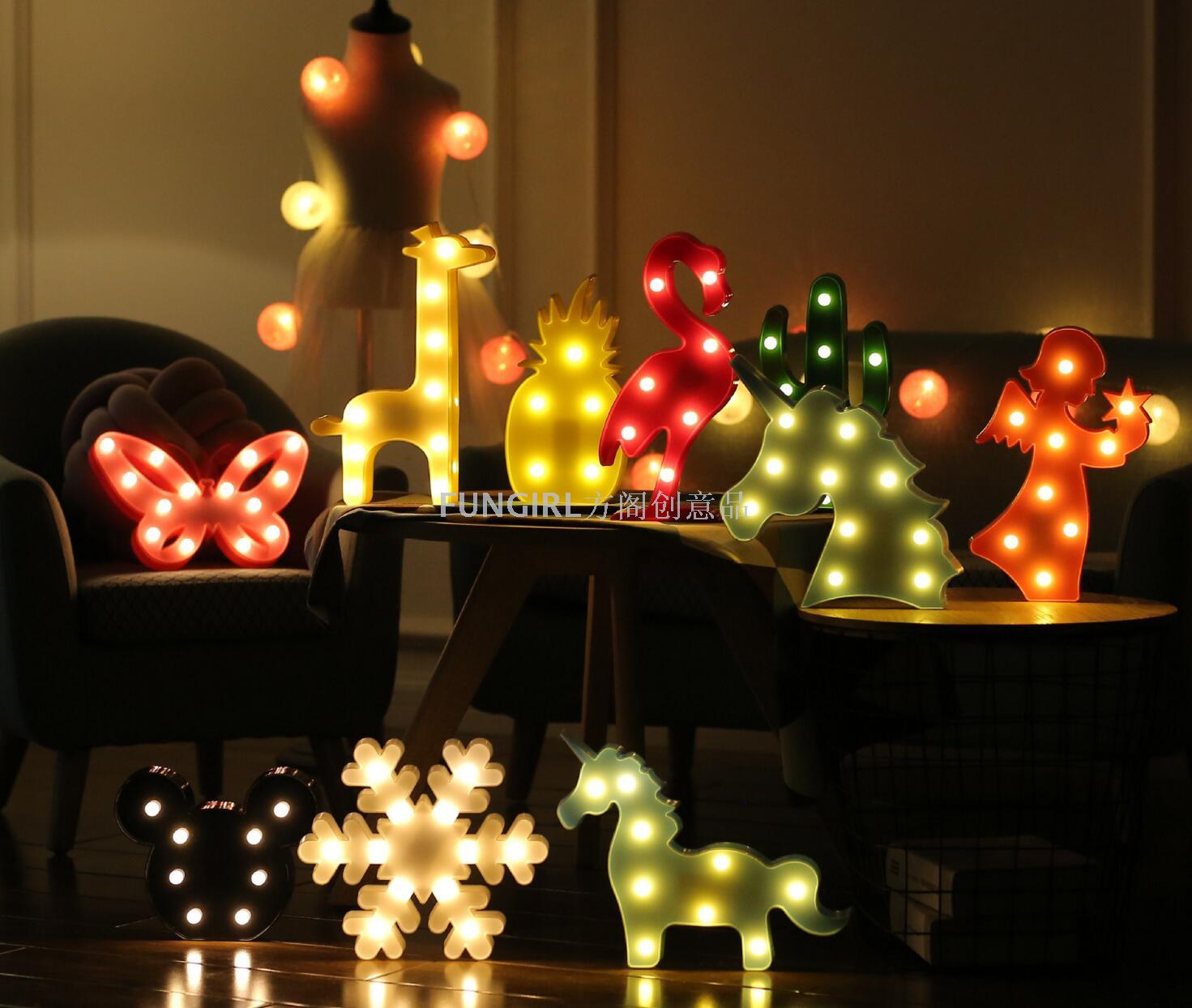 Led decorative lights flamingos pineapple fairy lights children's nightlights unicorn Christmas tree shaped lights Led decorative lights flamingos pineapple fairy lights children's nightlights unicorn Christmas tree shaped lights