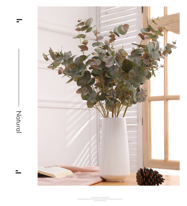 Artificial Plant Decoration Artificial Flower Plant Zamioculcas Leaves Artificial Flower Artificial Plant Single Stem Multi-Head Leaf Eucalyptus
