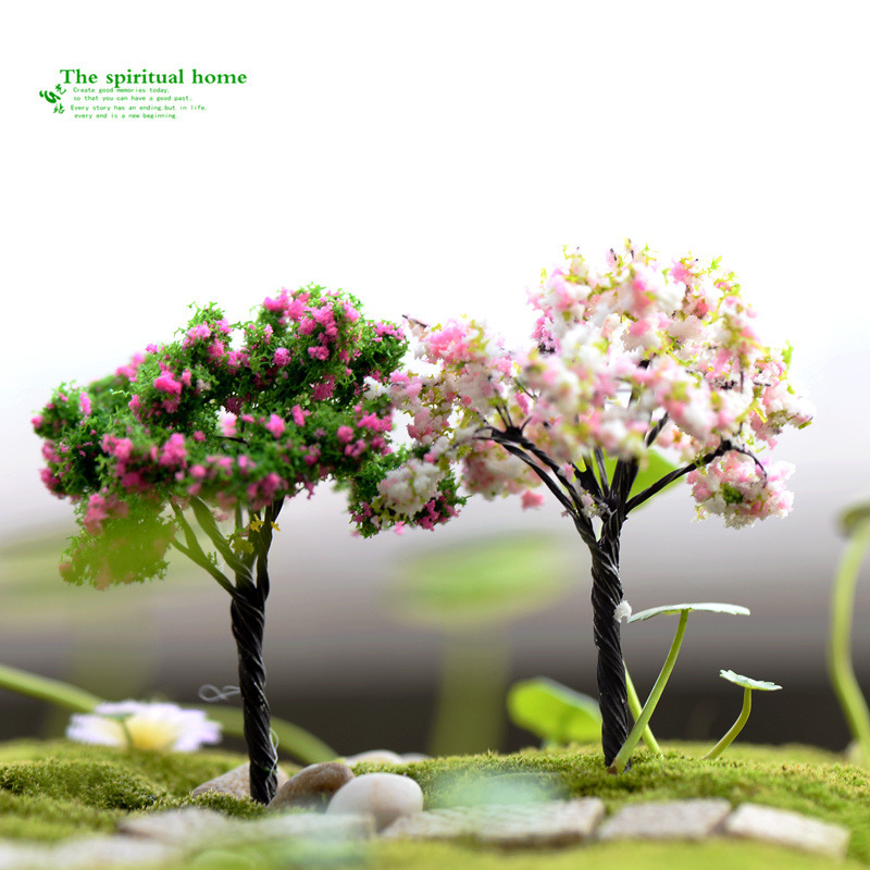Micro Landscape Ornaments Emulation Christmas Tree Artificial Flower Cherry Blossom Succulent Accessories Material Zakka Ornaments and Accessories