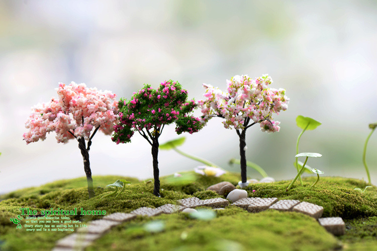 Micro Landscape Ornaments Emulation Christmas Tree Artificial Flower Cherry Blossom Succulent Accessories Material Zakka Ornaments and Accessories