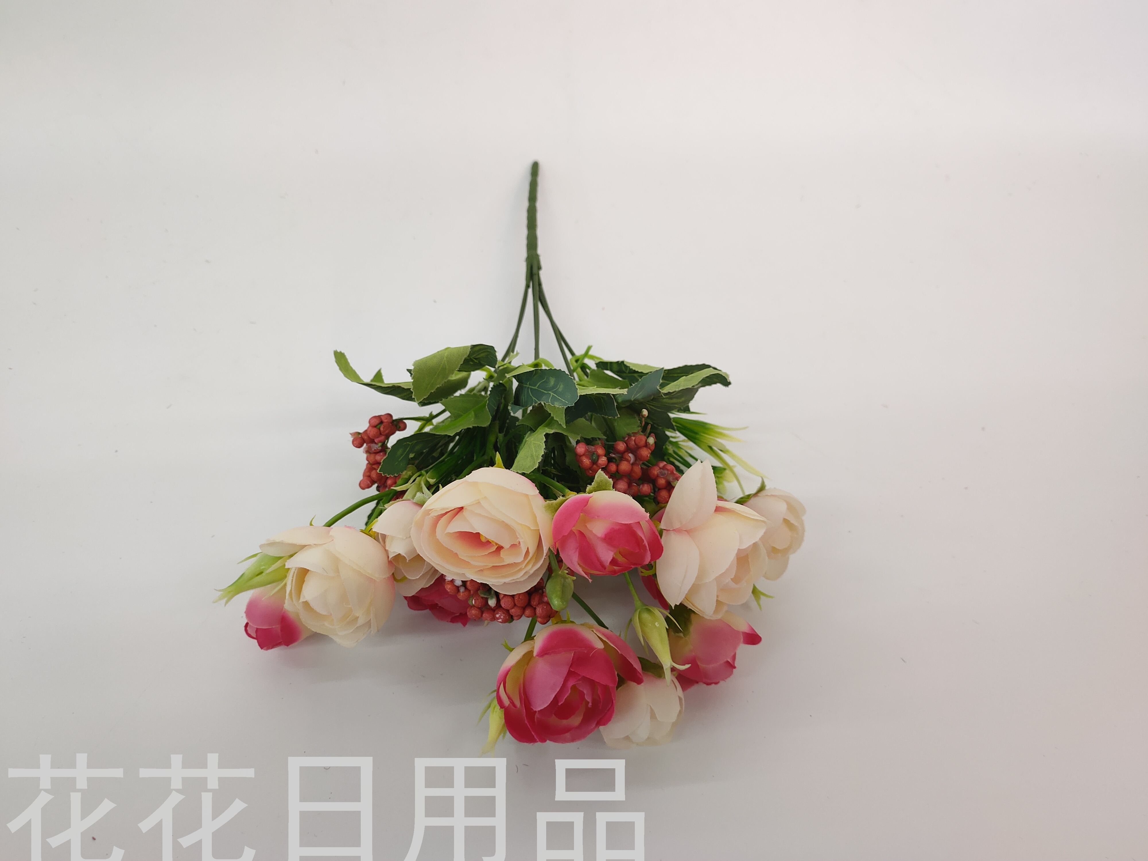 New Single Rose Artificial Flower Plastic Vase with European Single Branch Flower