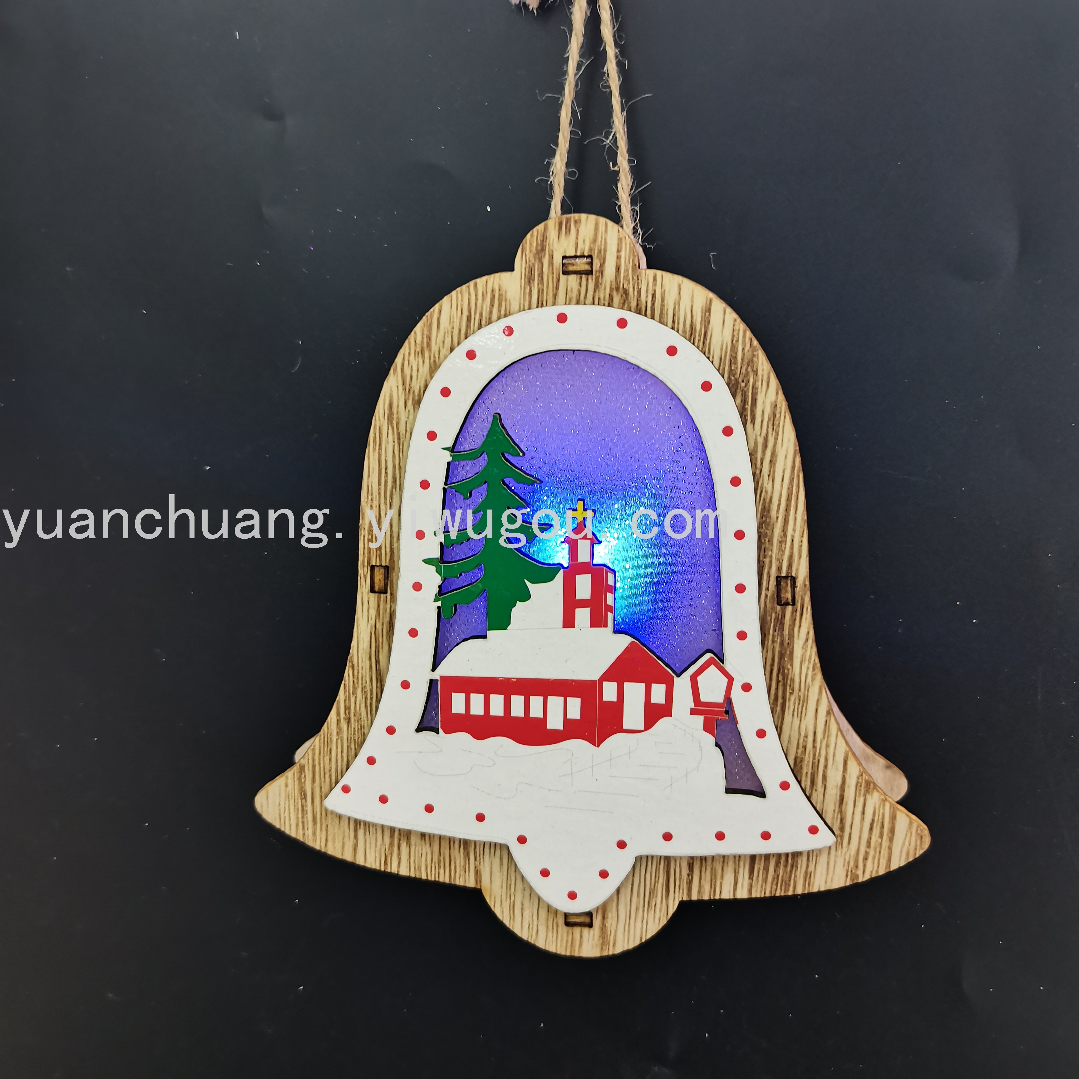 Christmas Pendant with Lights Christmas Tree Small Pendant Christmas Decorations Plywood Pendant Christmas Gift Flashing Light New