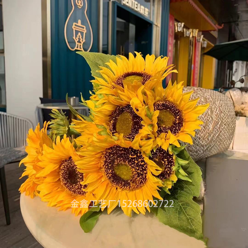 Big Head Beautiful Yellow Sunflower Bouquet Silk Flower High Quality Artificial Flower DIY Home Garden Party Wedding Dec