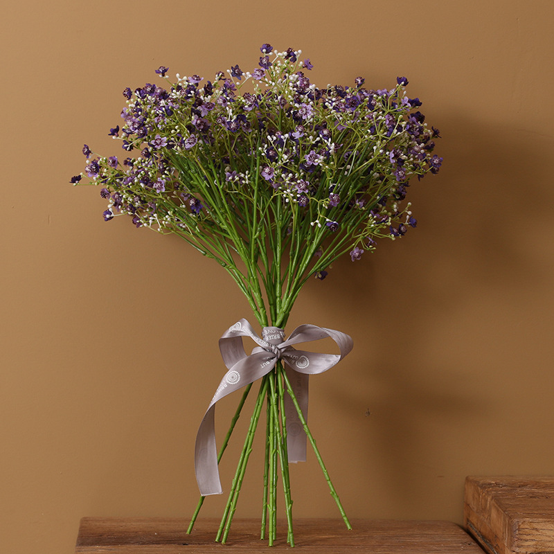 Artificial Starry Sky Bridal Wedding Decorative Hand Bouquet Pu Soft Rubber Hand Feeling Five-Fork Starry Sky Artificial Flower