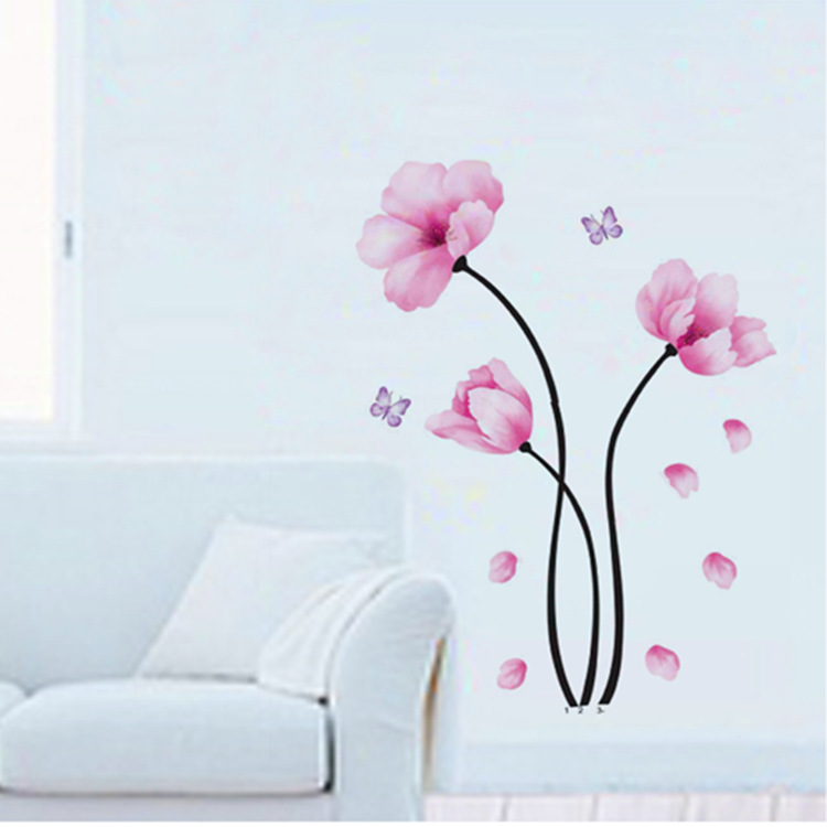 Wall Stickers Wholesale Pink Flower Wall Stickers Simple Living Room Bedroom Romantic Wedding Room Stickers