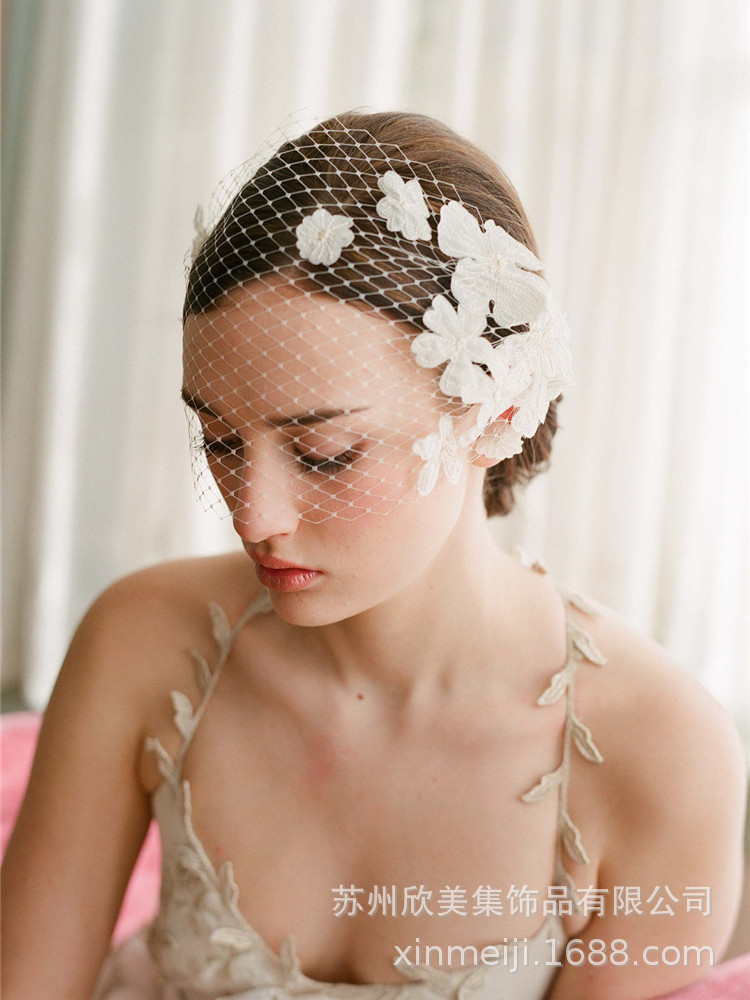 Hair Comb Flower Bridal Veil Style Large Meshed Net Net Wedding Dress Veil Photographic Studio Modelling Accessories