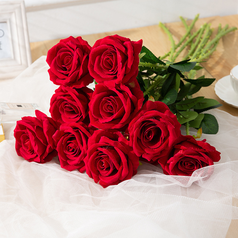 Artificial Rose Home Decoration Emulational Flower Decoration Wedding Bride Hand Holding Fake Flower Bounce Ball Bouquet Fake Rose