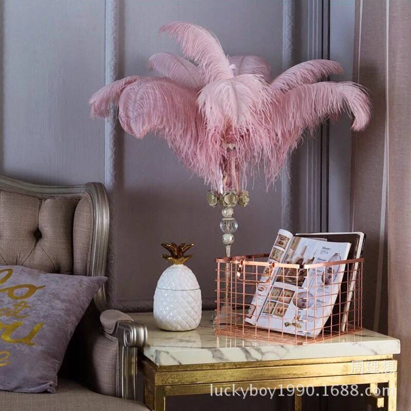 Factory in Stock 50-55cm White Ostrich Feather Wedding Home Furnishing Decoration Flower Arrangement Feather Lamp Color Feather