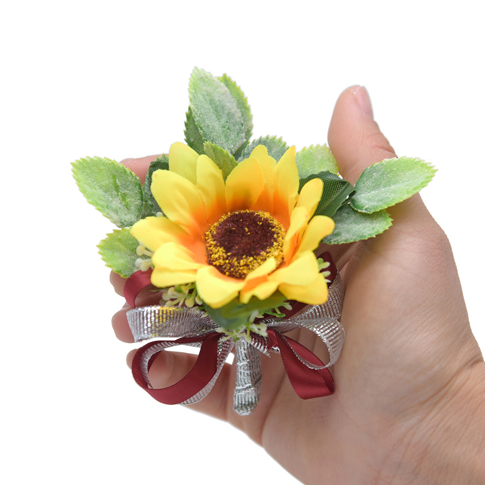 D810 SUNFLOWER Corsage Men and Women Wedding Wedding Bride Bridegroom Corsage Christmas Gift Gift Real Price