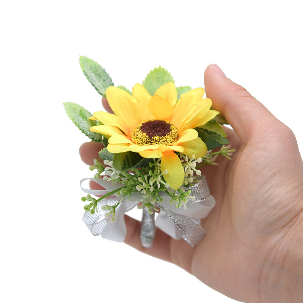 D810 SUNFLOWER Corsage Men and Women Wedding Wedding Bride Bridegroom Corsage Christmas Gift Gift Real Price