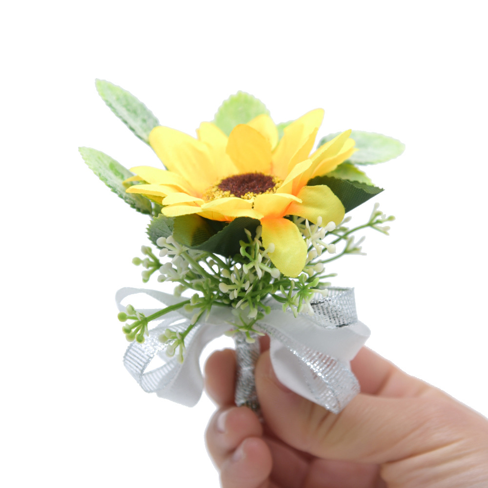 D810 SUNFLOWER Corsage Men and Women Wedding Wedding Bride Bridegroom Corsage Christmas Gift Gift Real Price