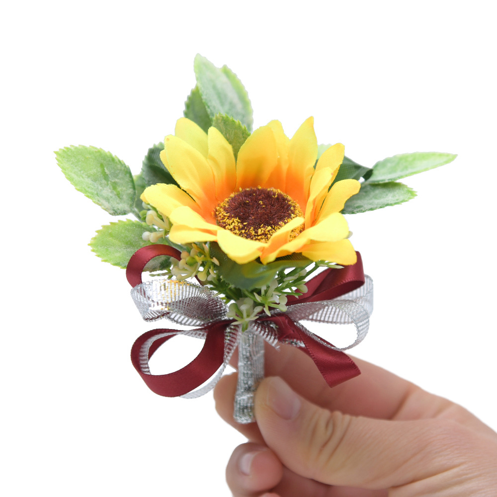 D810 SUNFLOWER Corsage Men and Women Wedding Wedding Bride Bridegroom Corsage Christmas Gift Gift Real Price