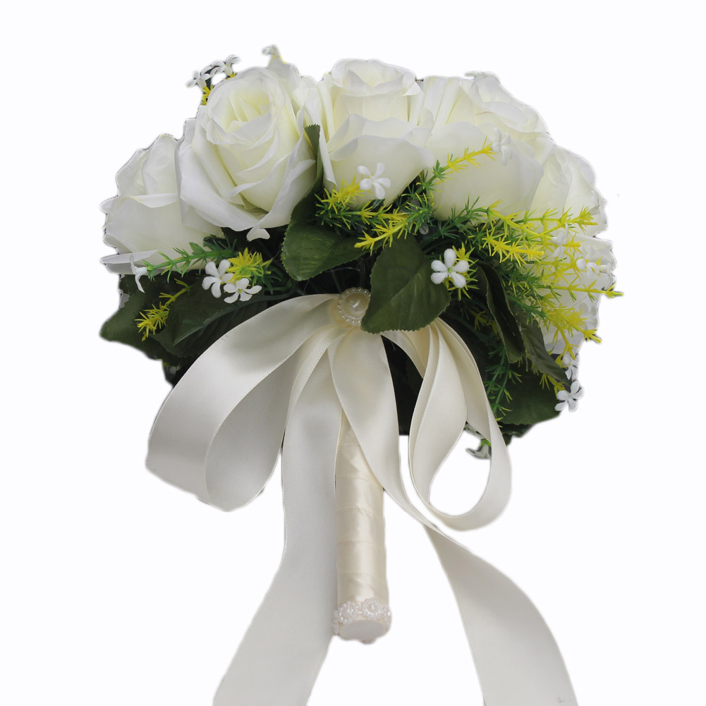 Wifelai New Artificial Silk Flower Beige Rose Bouquet Wedding Bridal Bridal Bouquet