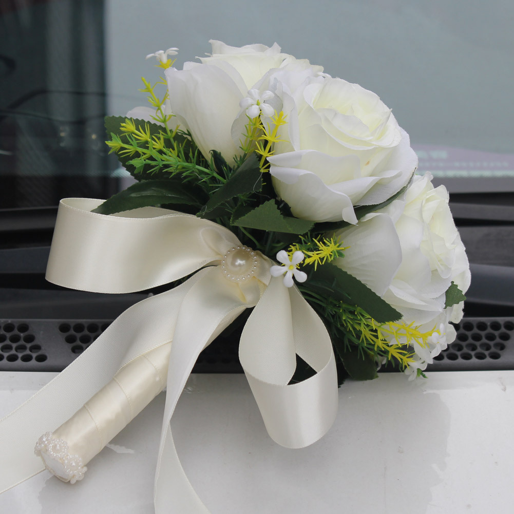 Wifelai New Artificial Silk Flower Beige Rose Bouquet Wedding Bridal Bridal Bouquet