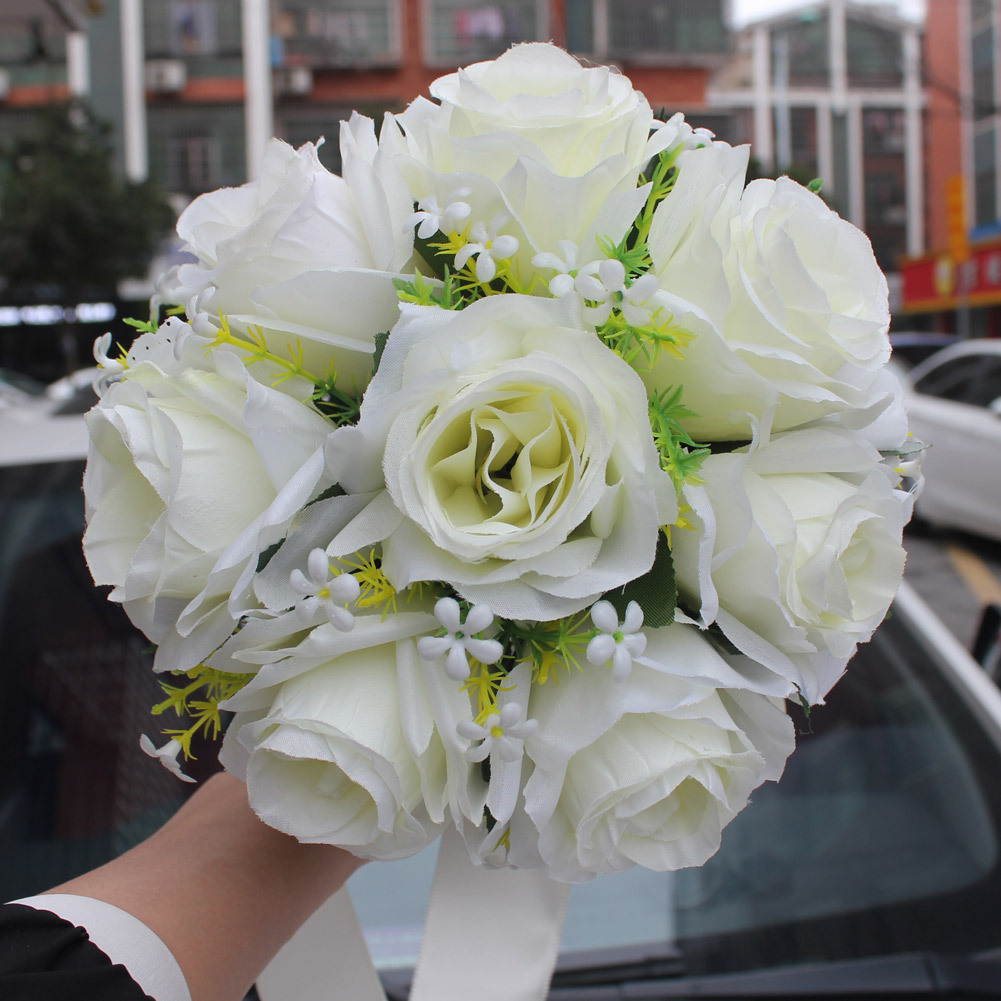 Wifelai New Artificial Silk Flower Beige Rose Bouquet Wedding Bridal Bridal Bouquet