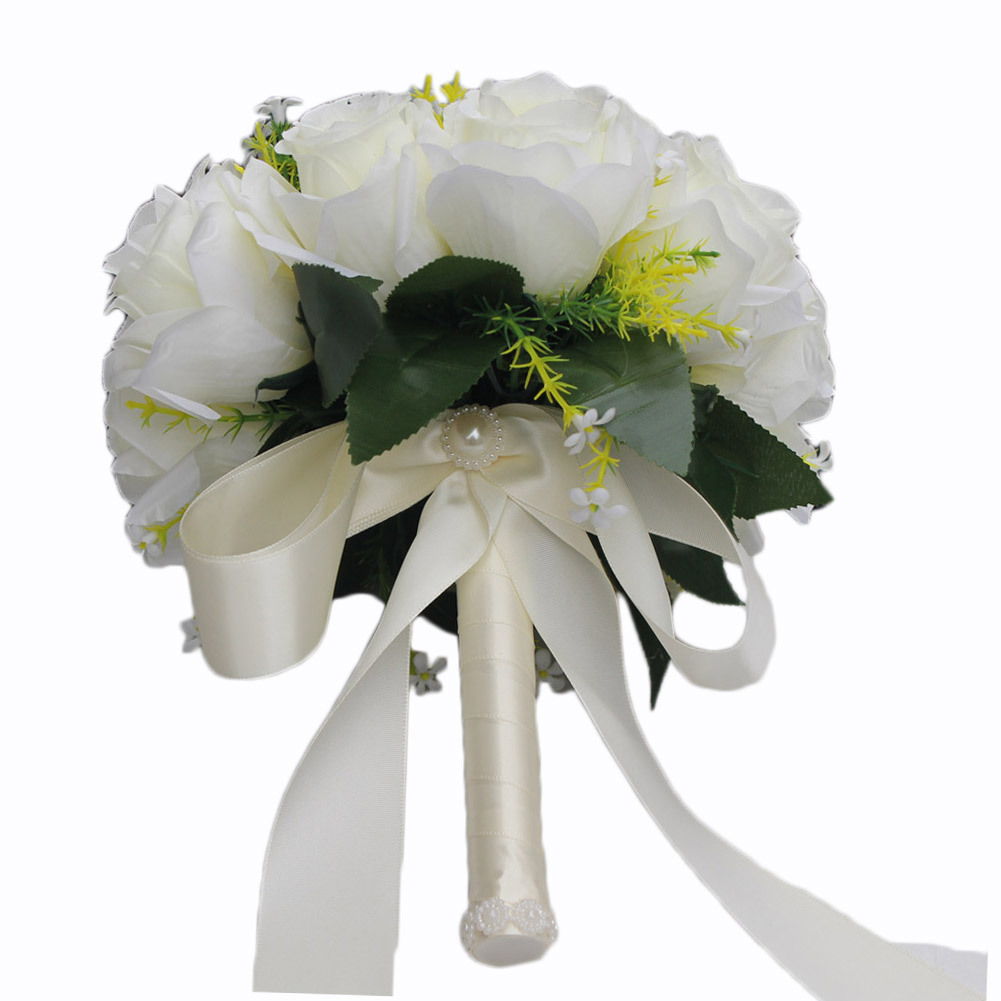Wifelai New Artificial Silk Flower Beige Rose Bouquet Wedding Bridal Bridal Bouquet