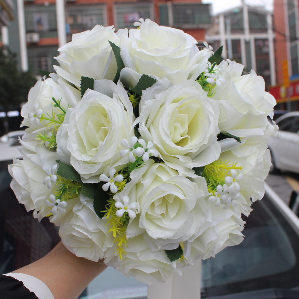 Wifelai New Artificial Silk Flower Beige Rose Bouquet Wedding Bridal Bridal Bouquet