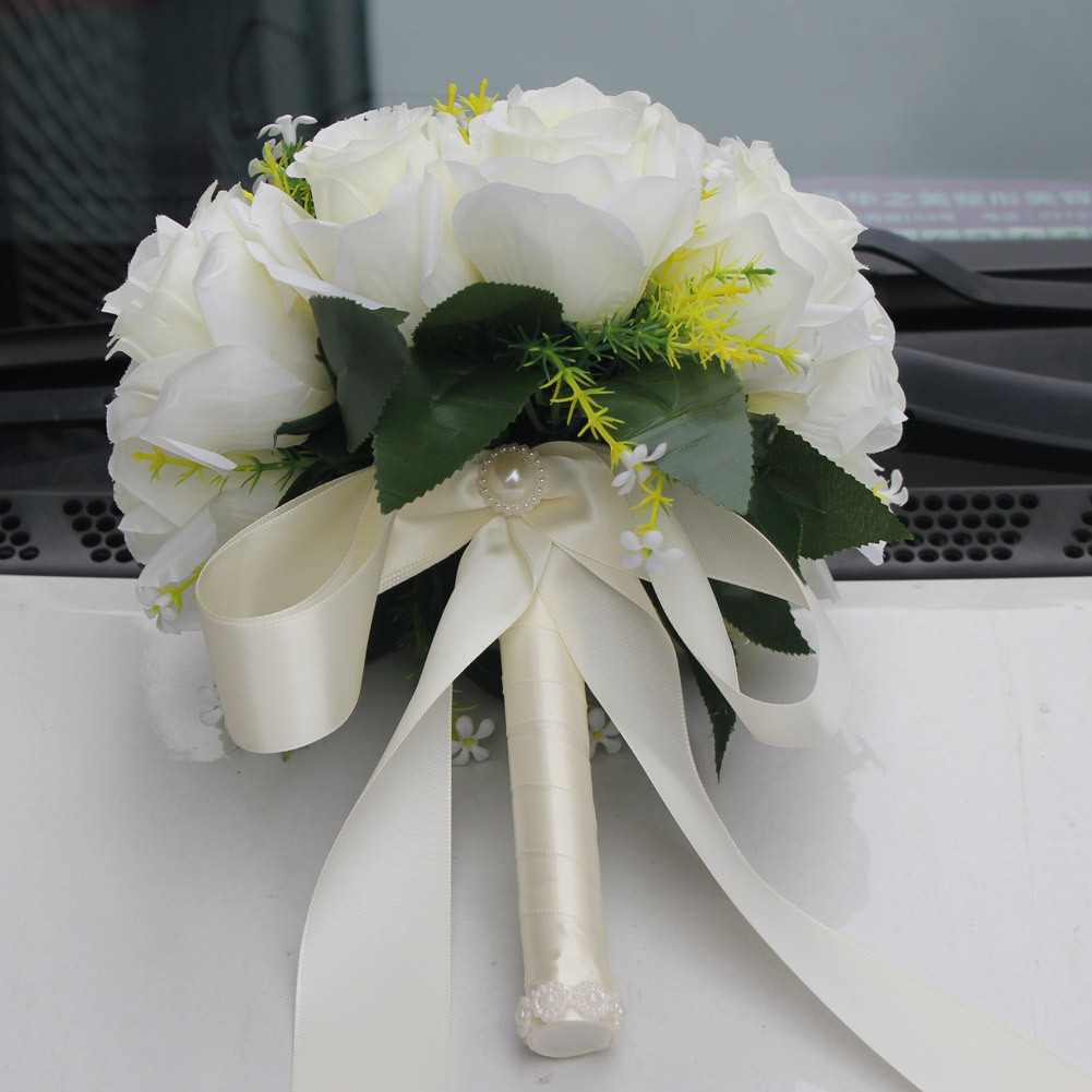 Wifelai New Artificial Silk Flower Beige Rose Bouquet Wedding Bridal Bridal Bouquet