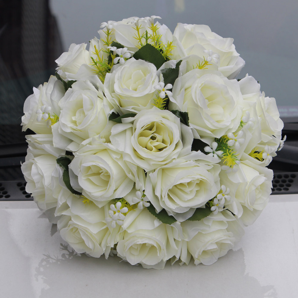 Wifelai New Artificial Silk Flower Beige Rose Bouquet Wedding Bridal Bridal Bouquet