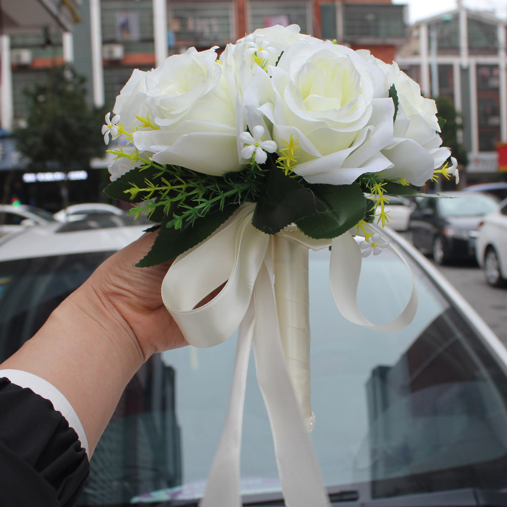 Wifelai New Artificial Silk Flower Beige Rose Bouquet Wedding Bridal Bridal Bouquet