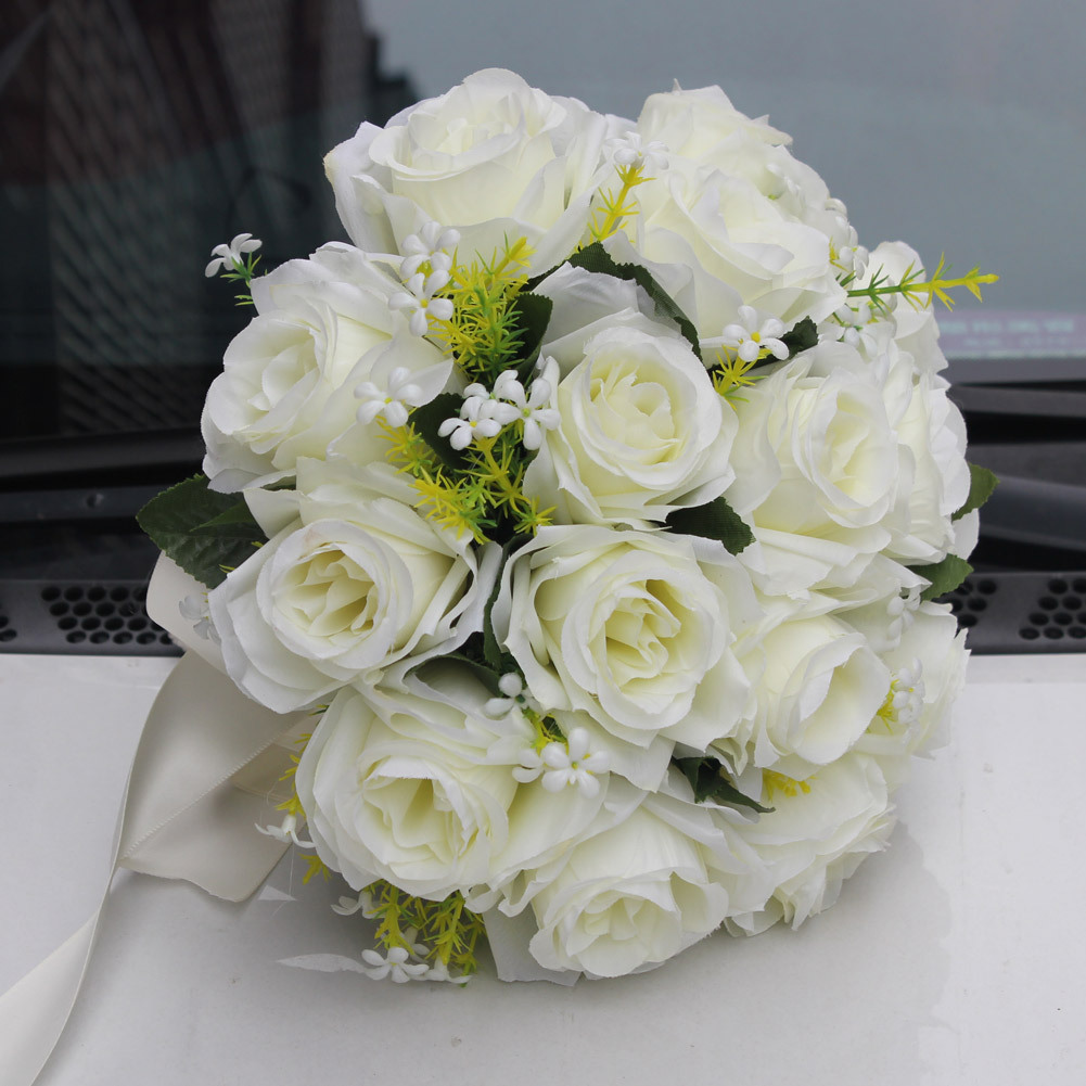 Wifelai New Artificial Silk Flower Beige Rose Bouquet Wedding Bridal Bridal Bouquet