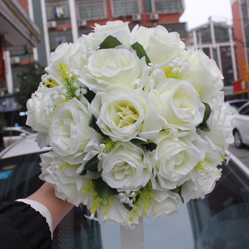 Wifelai New Artificial Silk Flower Beige Rose Bouquet Wedding Bridal Bridal Bouquet