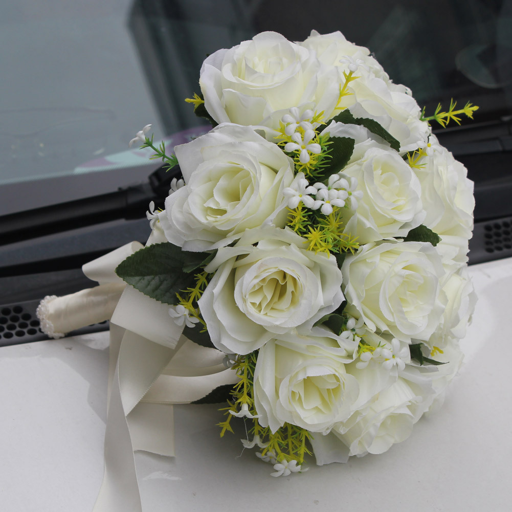 Wifelai New Artificial Silk Flower Beige Rose Bouquet Wedding Bridal Bridal Bouquet