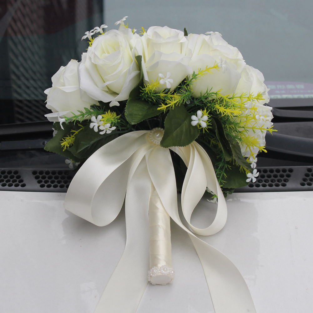 Wifelai New Artificial Silk Flower Beige Rose Bouquet Wedding Bridal Bridal Bouquet
