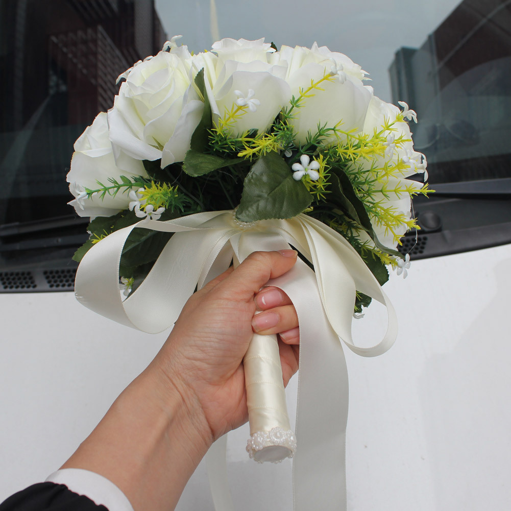 Wifelai New Artificial Silk Flower Beige Rose Bouquet Wedding Bridal Bridal Bouquet