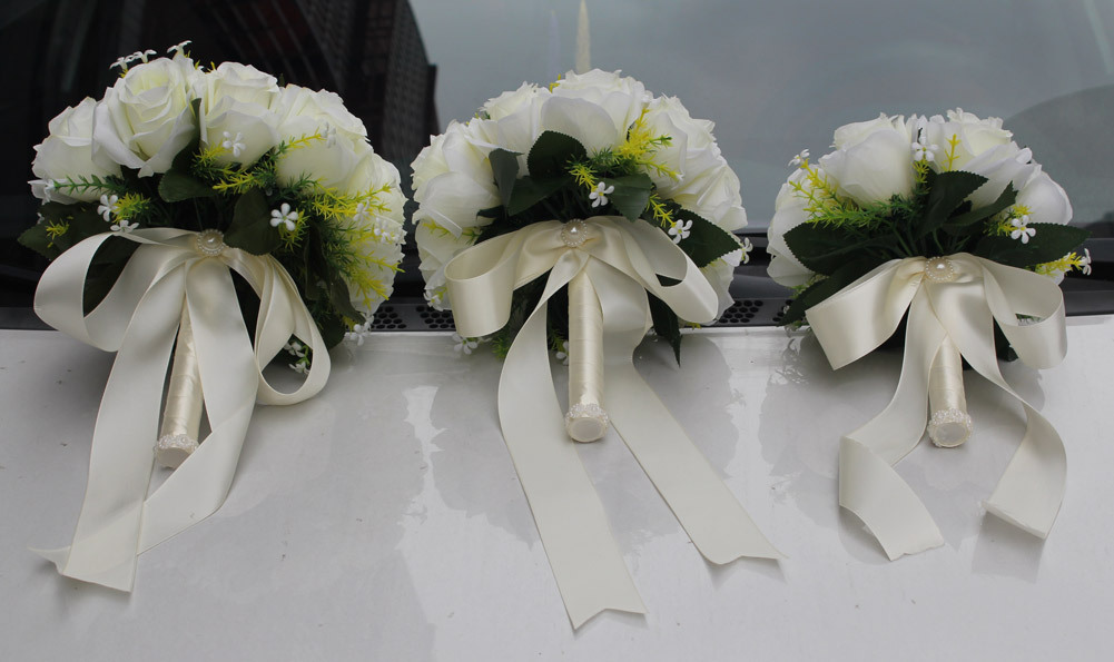 Wifelai New Artificial Silk Flower Beige Rose Bouquet Wedding Bridal Bridal Bouquet