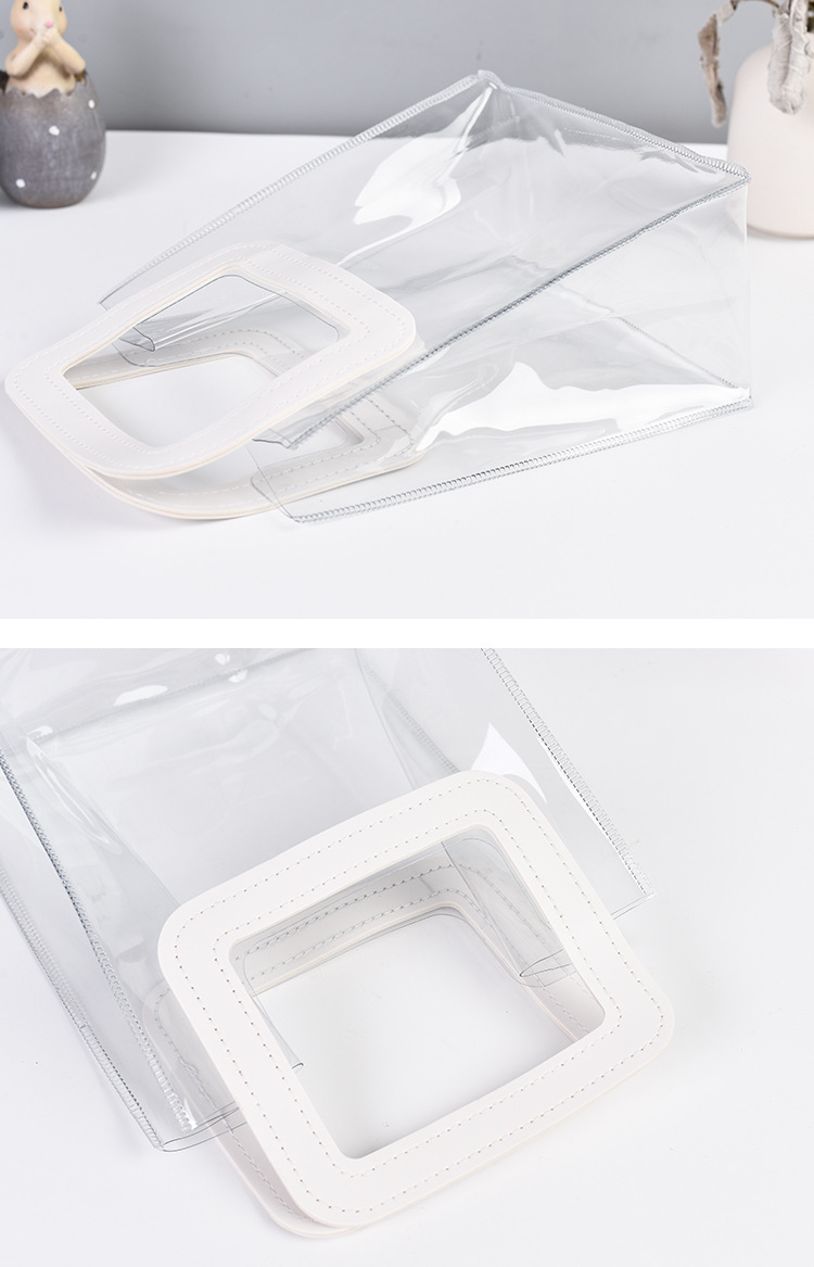Customized Ins Flowers Wedding Candy Gift Plastic Gift Bag Transparent PvE Handbag Denture Mechanic Station