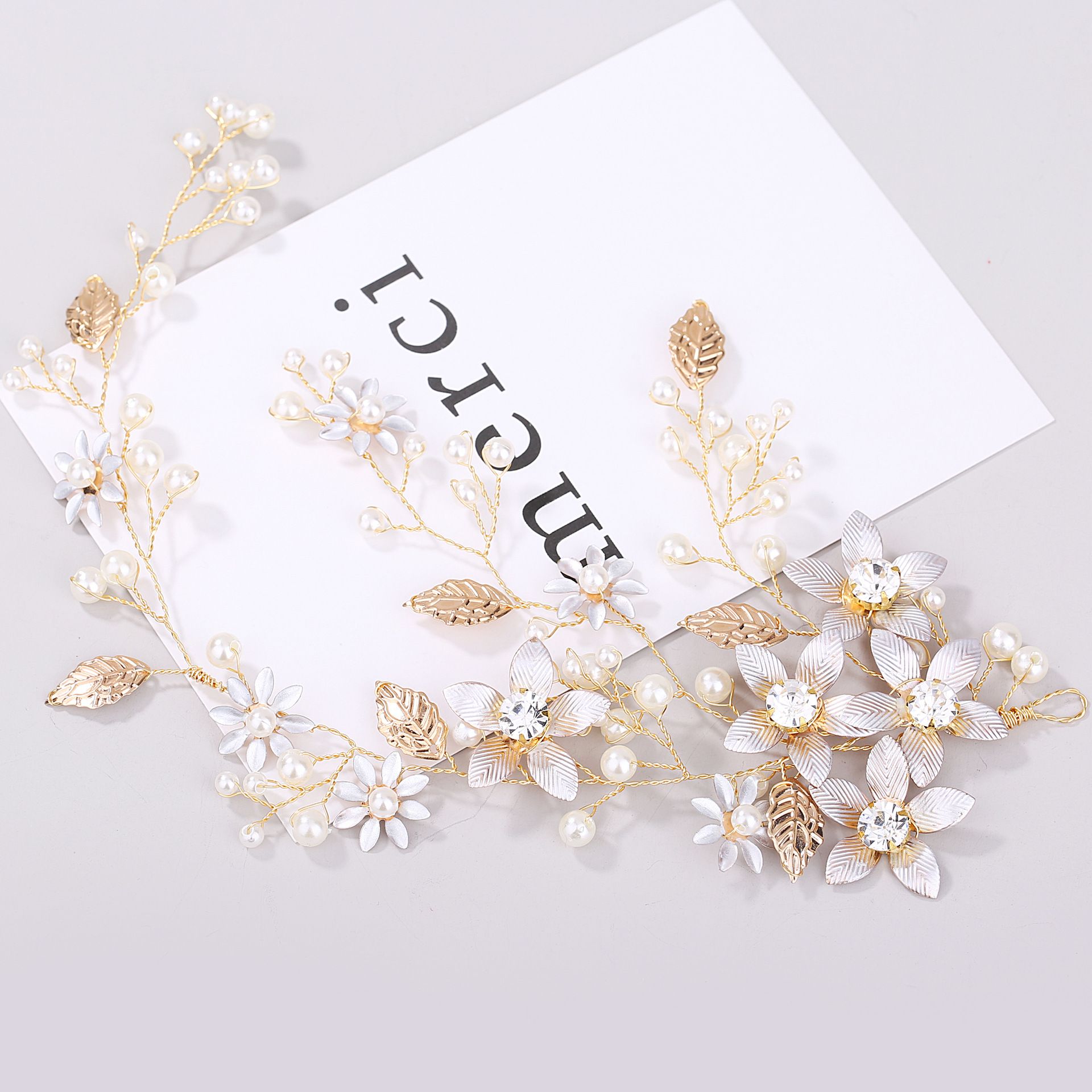 European and American New Headdress Golden Leaf Flower Foreign Trade Hair Band Wedding Dress Accessories Bridal Ornament Wholesale