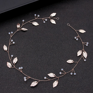 European and American New Headdress Golden Leaf Flower Foreign Trade Hair Band Wedding Dress Accessories Bridal Ornament Wholesale