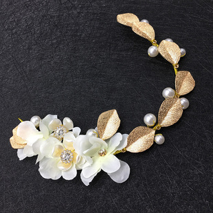 European and American New Headdress Golden Leaf Flower Foreign Trade Hair Band Wedding Dress Accessories Bridal Ornament Wholesale