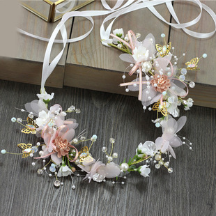 European and American New Headdress Golden Leaf Flower Foreign Trade Hair Band Wedding Dress Accessories Bridal Ornament Wholesale