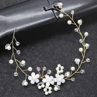 European and American New Headdress Golden Leaf Flower Foreign Trade Hair Band Wedding Dress Accessories Bridal Ornament Wholesale
